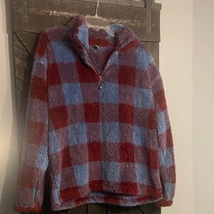 Plaid Fleece Quarter-Zip Pullover